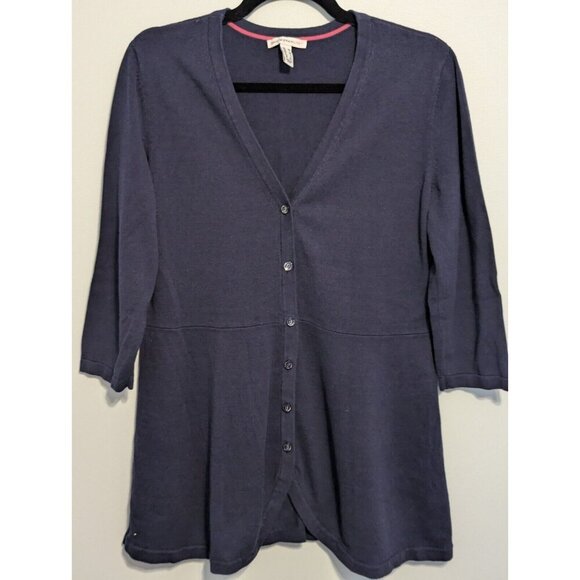 Isaac Mizrahi Live Essentials Open Front Knit Cardigan Sweaters Medium Navy Blue - Picture 1 of 7